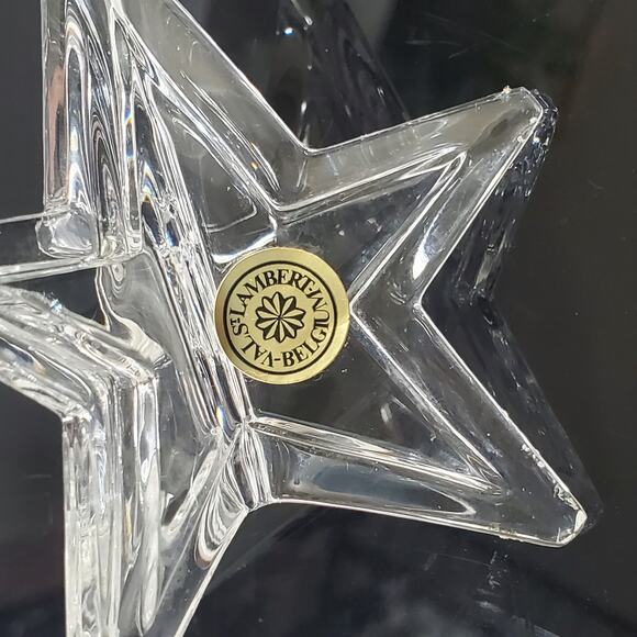 Vintage Val St Lambert Clear Crystal Christmas Star Holiday Ornament Belgium - Picture 3 of 5